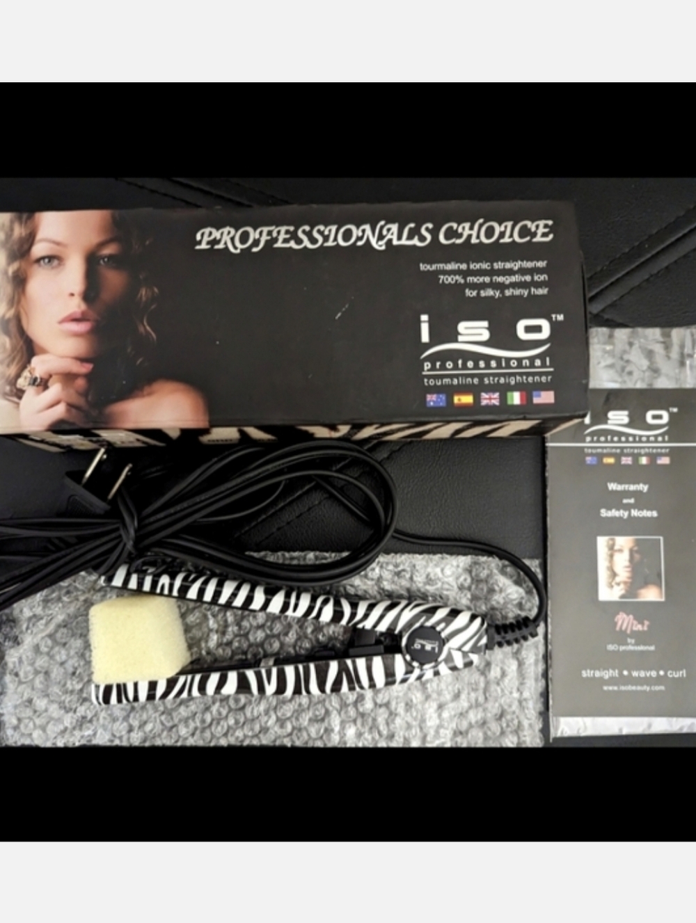 NEW ISO Professional Tourmaline Ionic Hair Straightener Trending Zebra Flat Iron
